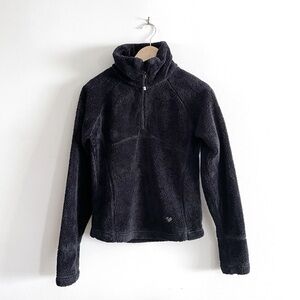 Obermeyer Pullover Quarter-zip Plush Fleece Sweater Black, Girls' Small (8)